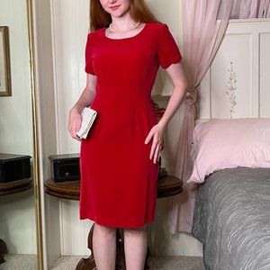 Vintage Red Velveteen Wiggle Dress